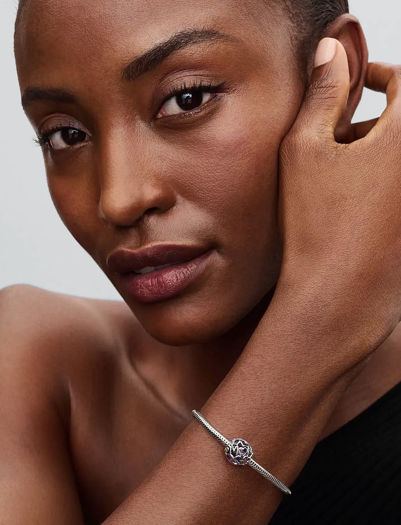 Pandora - Mum hearts sterling silver charm with transparent purple UV resin - hängen & berlocker - purple - 0