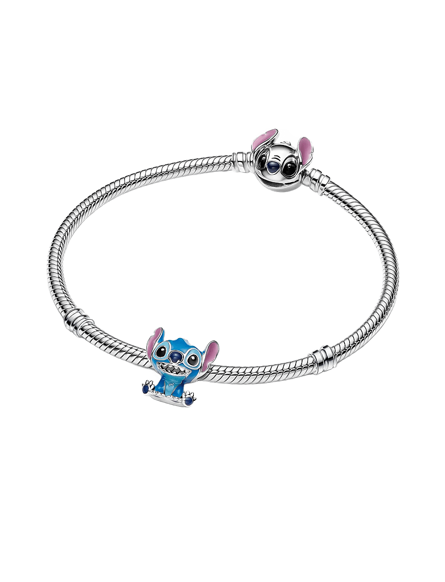 Pandora - Disney Stitch sterling silver charm with purple, blue and black enamel - vedhæng - blue - 3