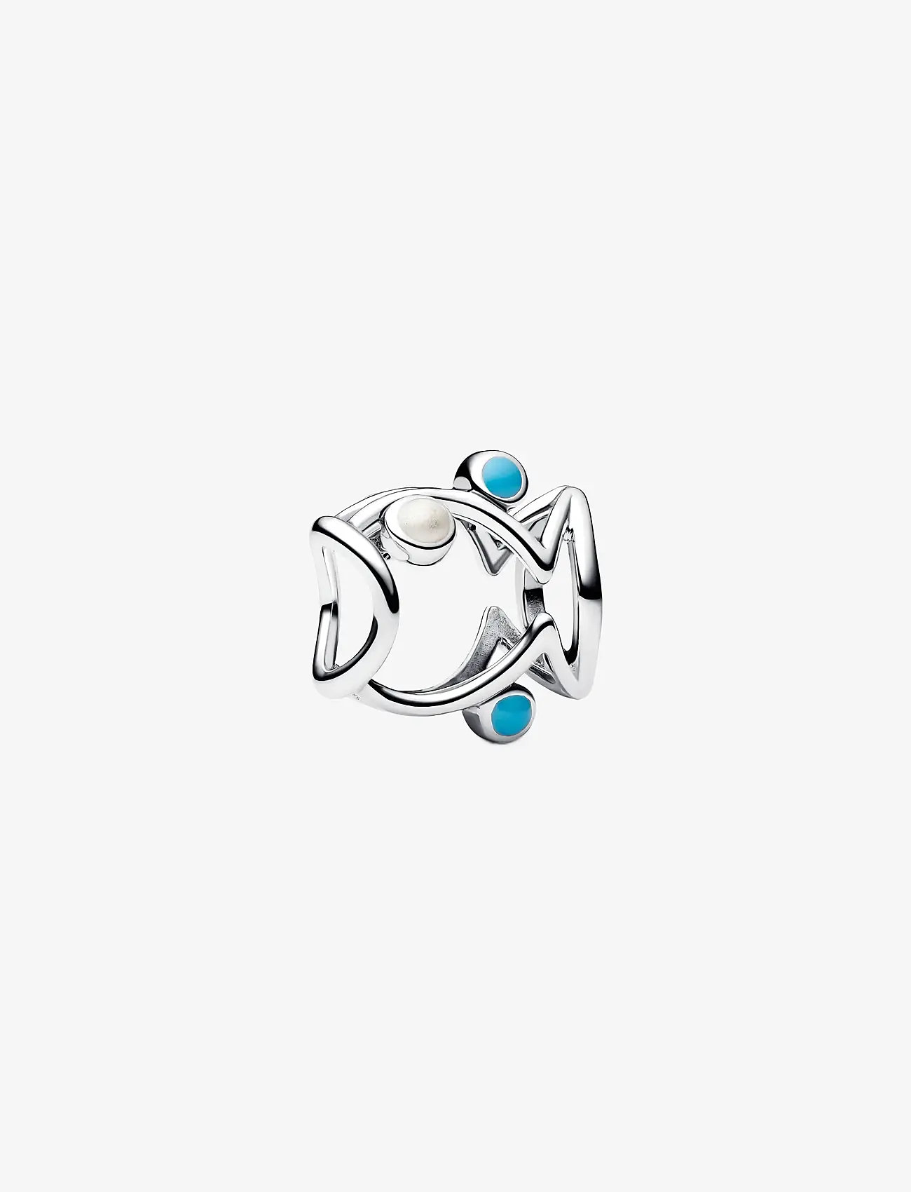 Pandora - Fish sterling silver charm with shimmering white and turquoise enamel - pendentifs - turquoise - 1