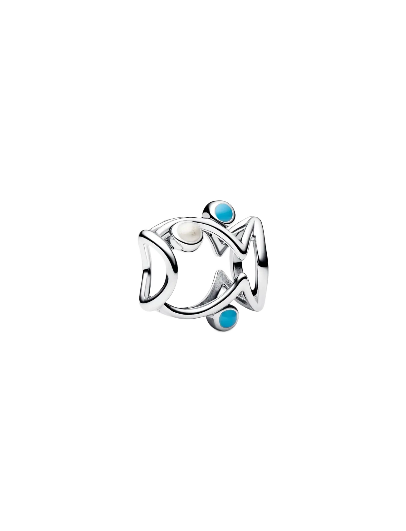 Pandora Fish sterling silver charm with shimmering white and turquoise enamel - Charms - TURQUOISE / silver