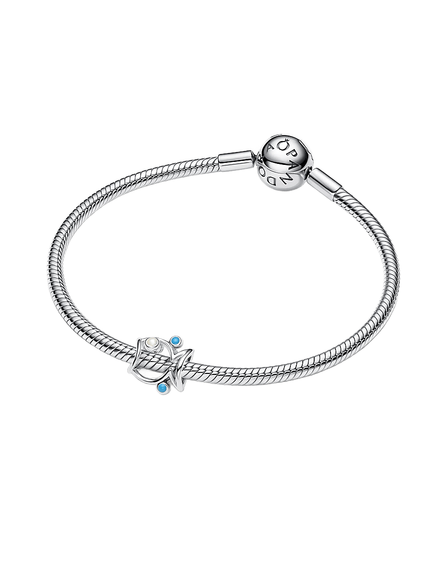 Pandora - Fish sterling silver charm with shimmering white and turquoise enamel - anhänger - turquoise - 2