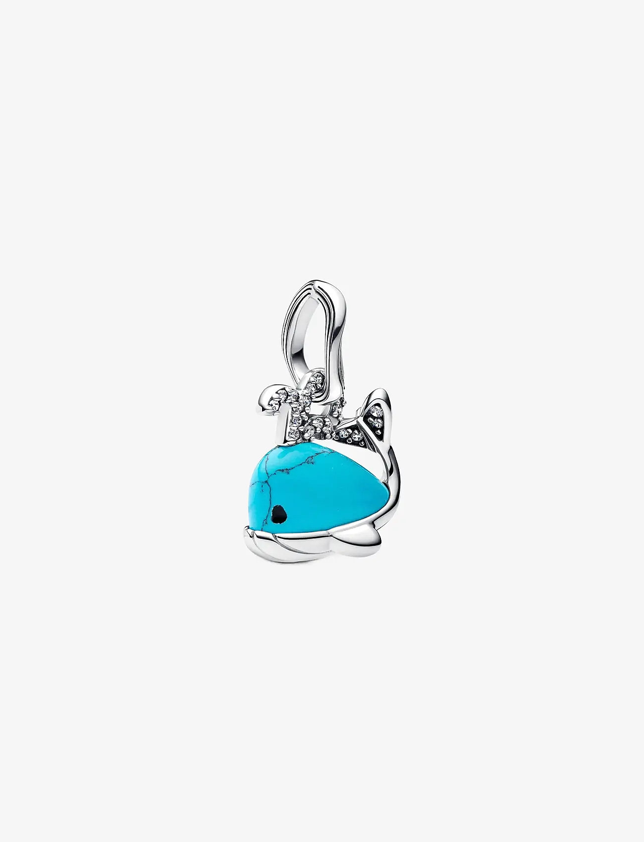 Pandora - Whale sterling silver dangle with clear cubic zirconia, imitation turquoise and black enamel - vedhæng - turquoise - 1