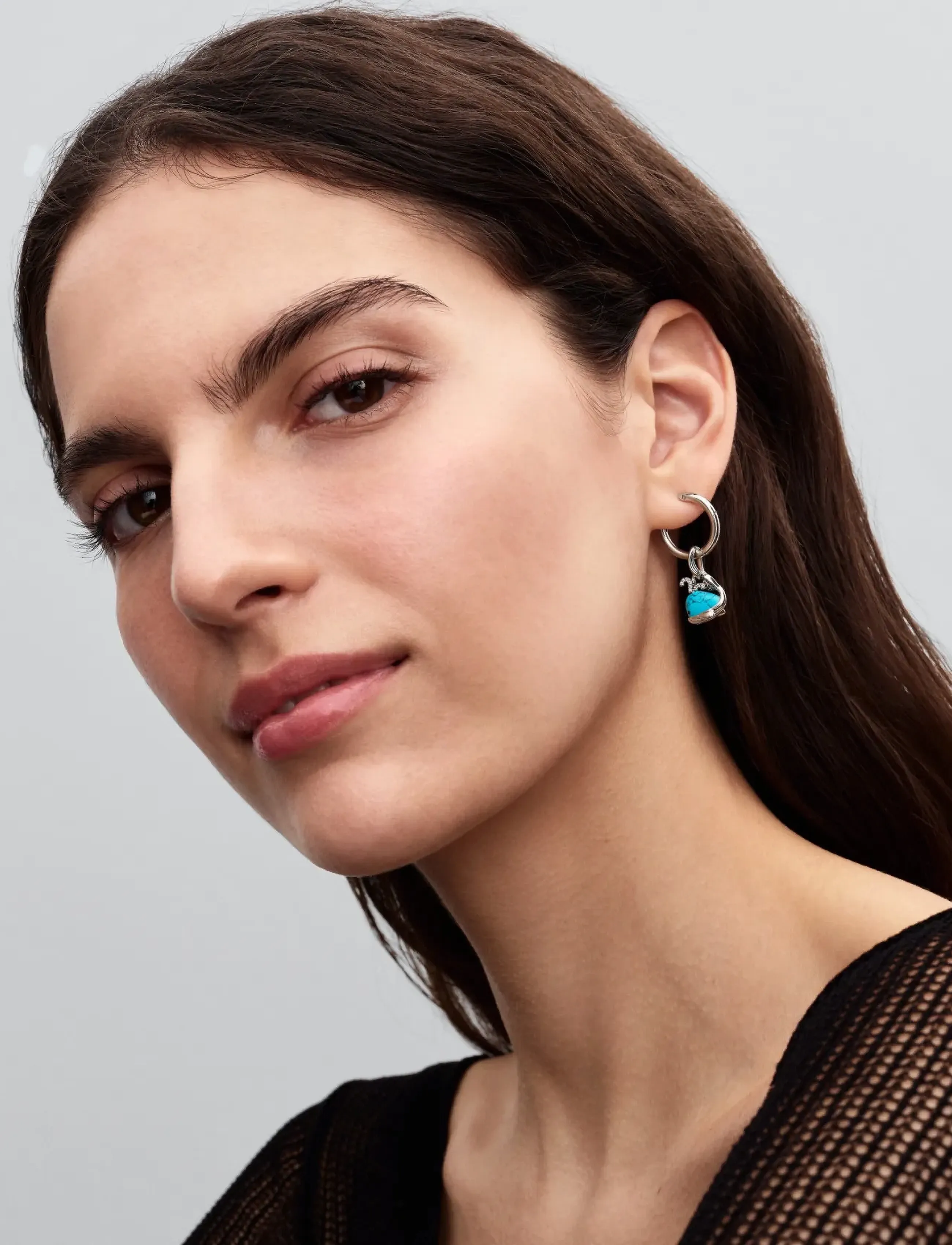 Pandora Whale Sterling Silver Dangle With Clear Cubic Zirconia, Imitation Turquoise And Black Enamel, One Size, Silver, Smykker > Vedhæng, Dame
