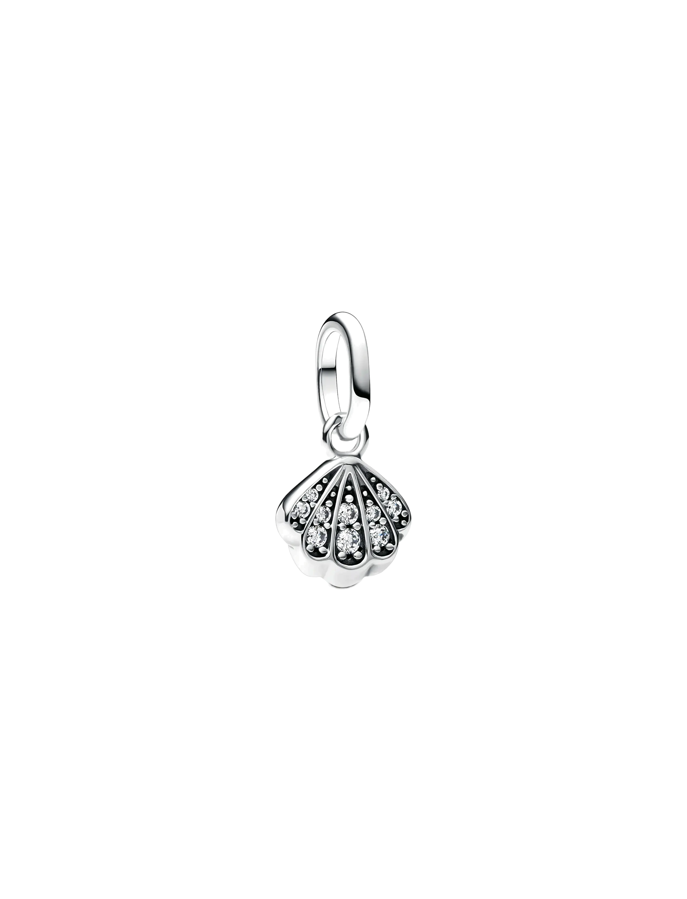 Pandora Shell sterling silver mini dangle with clear cubic zirconia - Charms - CLEAR / undefined