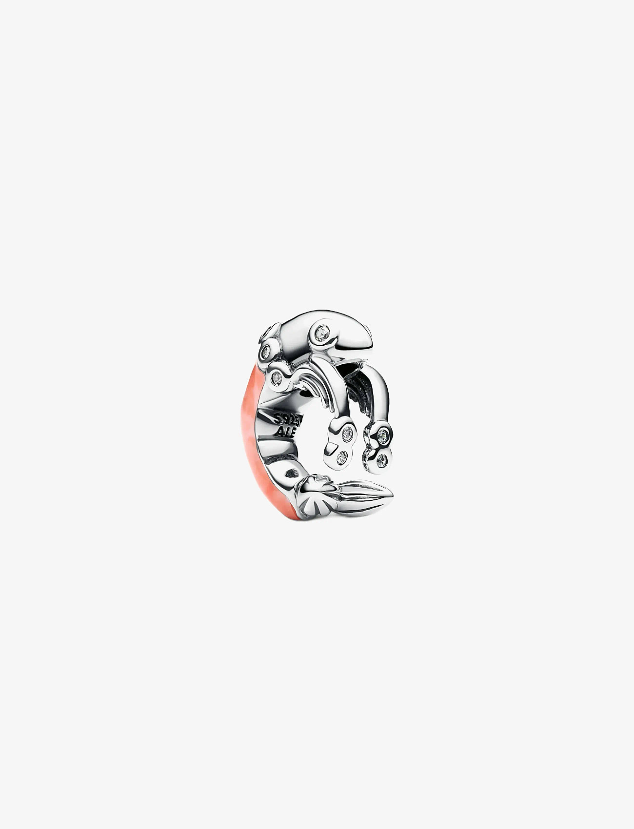 Pandora - Shrimp sterling silver charm with clear cubic zirconia and pink enamel - hängen & berlocker - pink - 1
