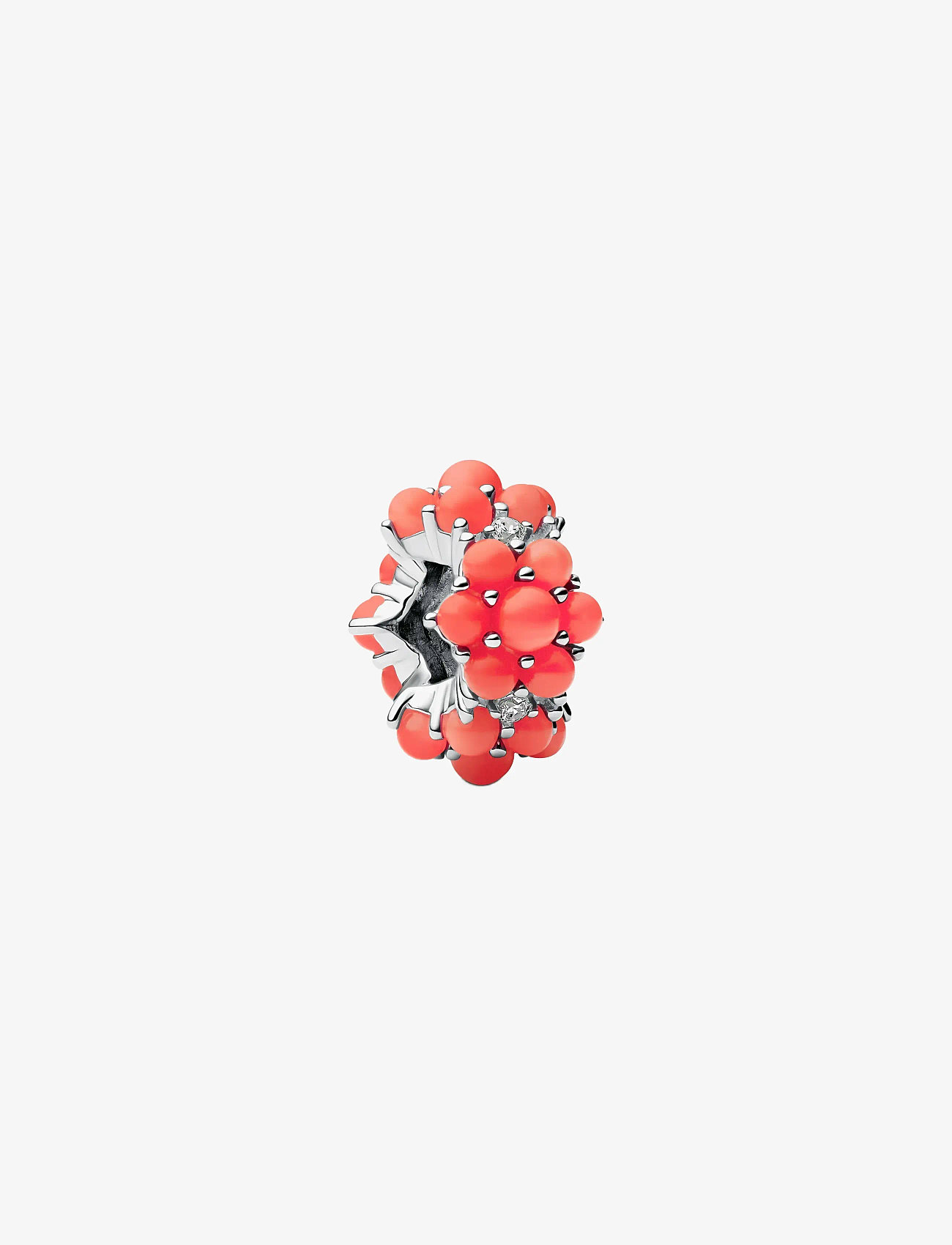 Pandora - Sterling silver charm with clear cubic zirconia and imitation coral - hängen & berlocker - red - 1