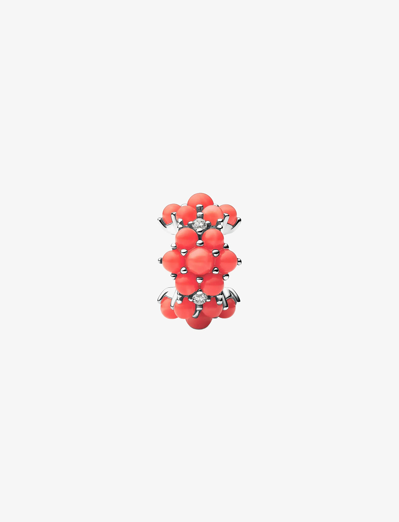 Pandora - Sterling silver charm with clear cubic zirconia and imitation coral - hängen & berlocker - red - 2