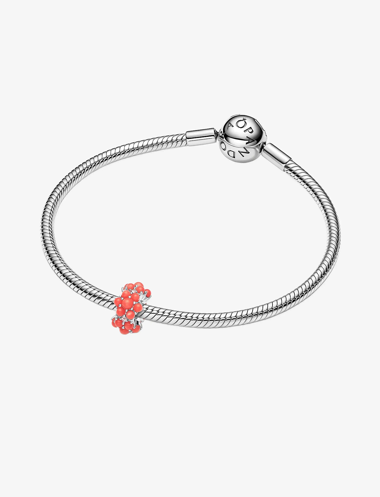Pandora - Sterling silver charm with clear cubic zirconia and imitation coral - hängen & berlocker - red - 3
