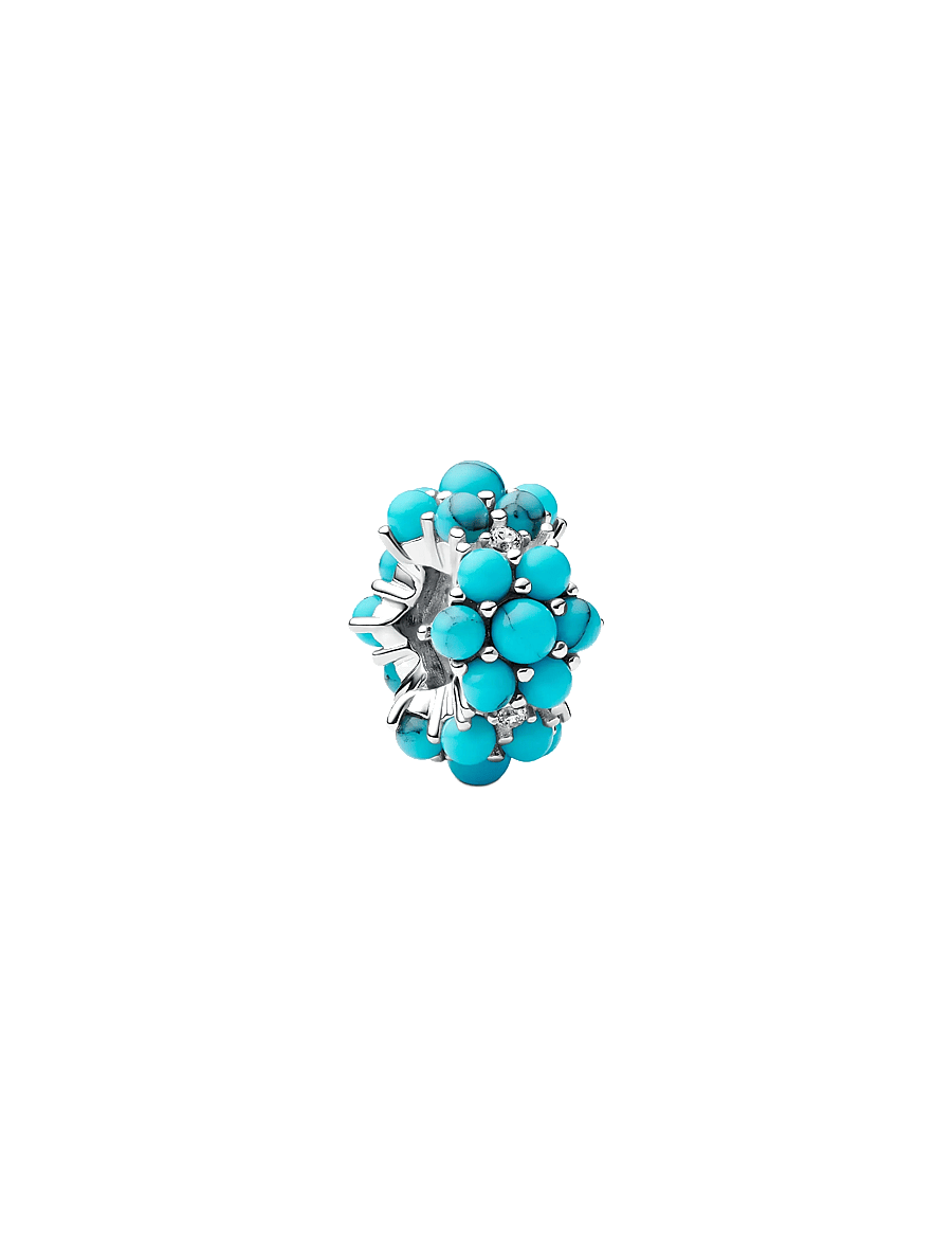 Pandora - Sterling silver charm with clear cubic zirconia and imitation turquoise - vedhæng - turquoise - 1