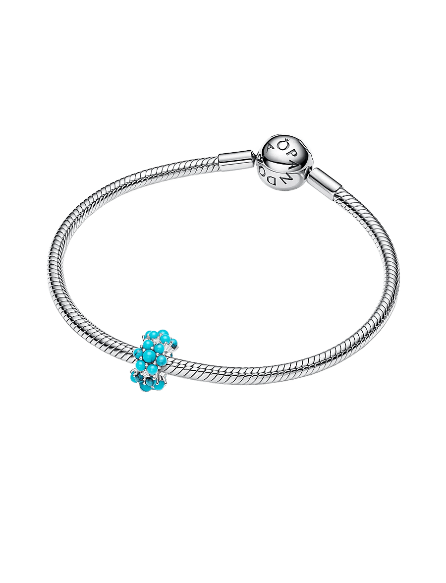 Pandora - Sterling silver charm with clear cubic zirconia and imitation turquoise - vedhæng - turquoise - 2