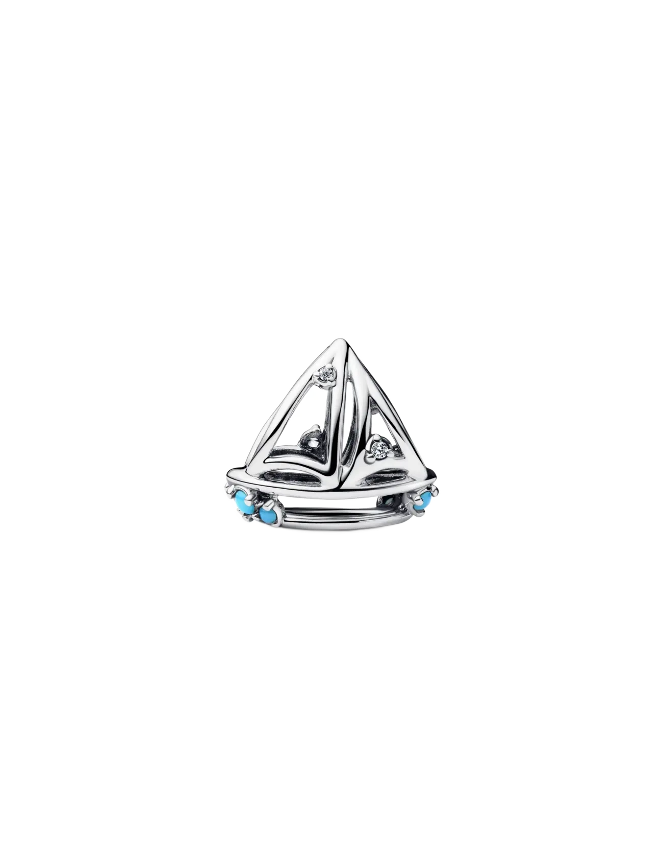 Pandora Sailboat sterling silver charm with clear cubic zirconia and capri blue crystal - Charms - TURQUOISE / silver