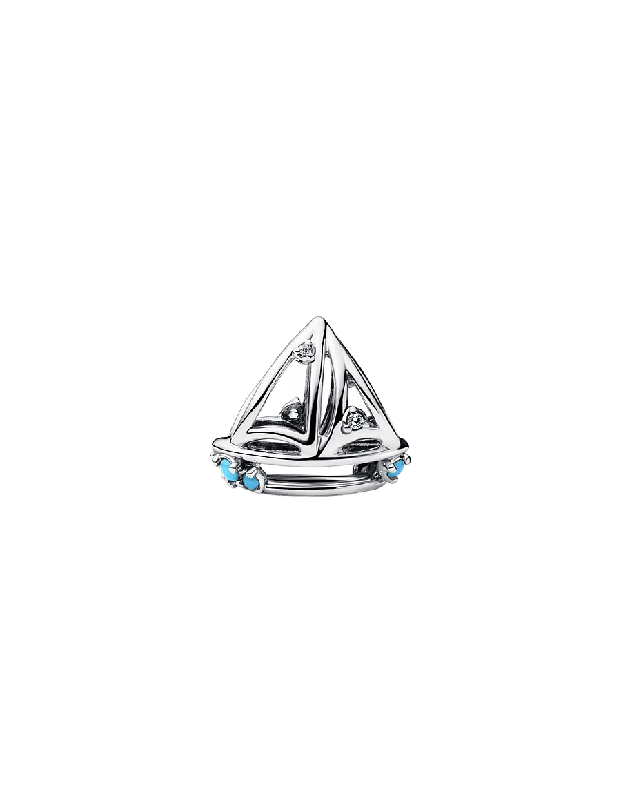 Pandora - Sailboat sterling silver charm with clear cubic zirconia and capri blue crystal - anhänger - turquoise - 1