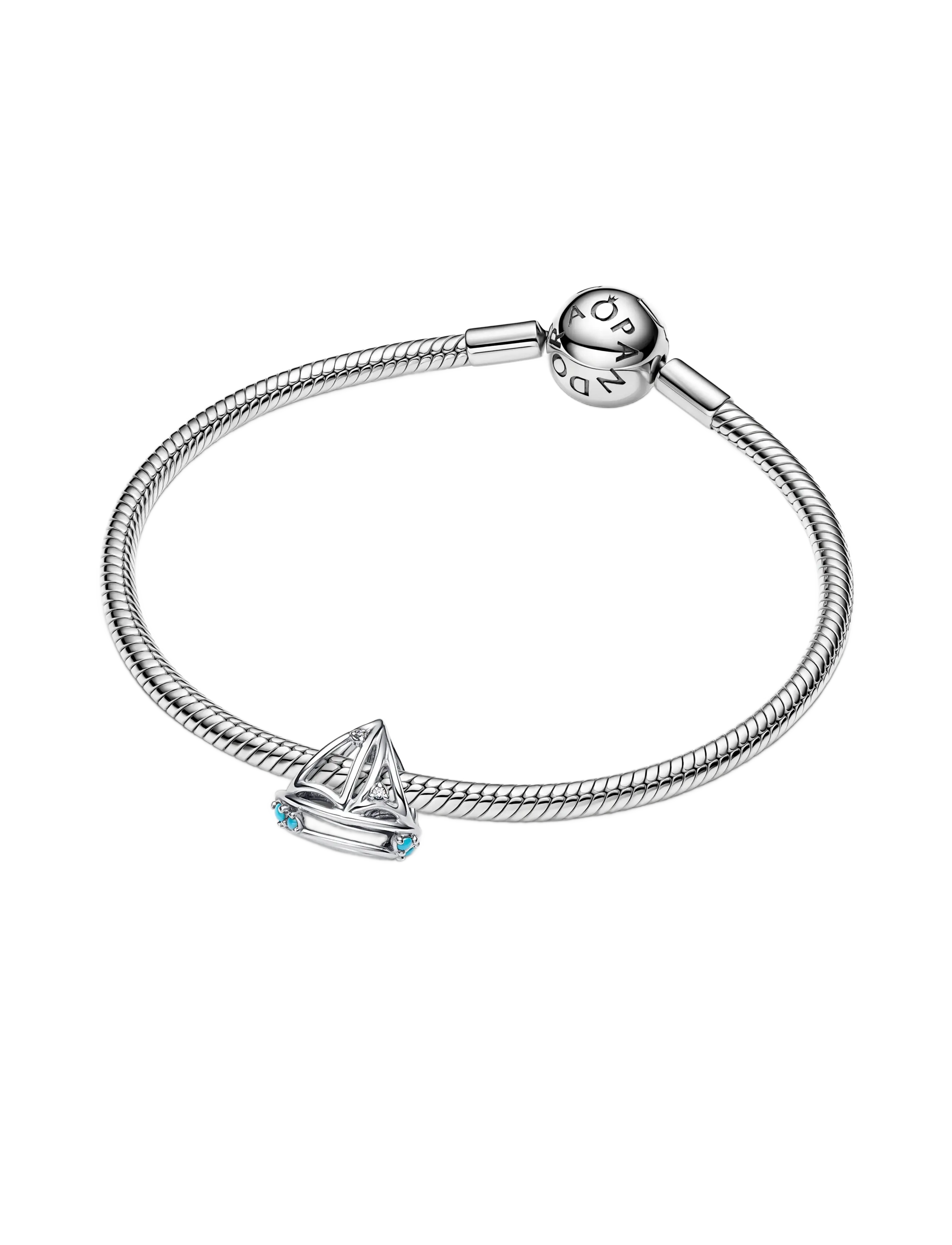 Pandora - Sailboat sterling silver charm with clear cubic zirconia and capri blue crystal - anhänger - turquoise - 2