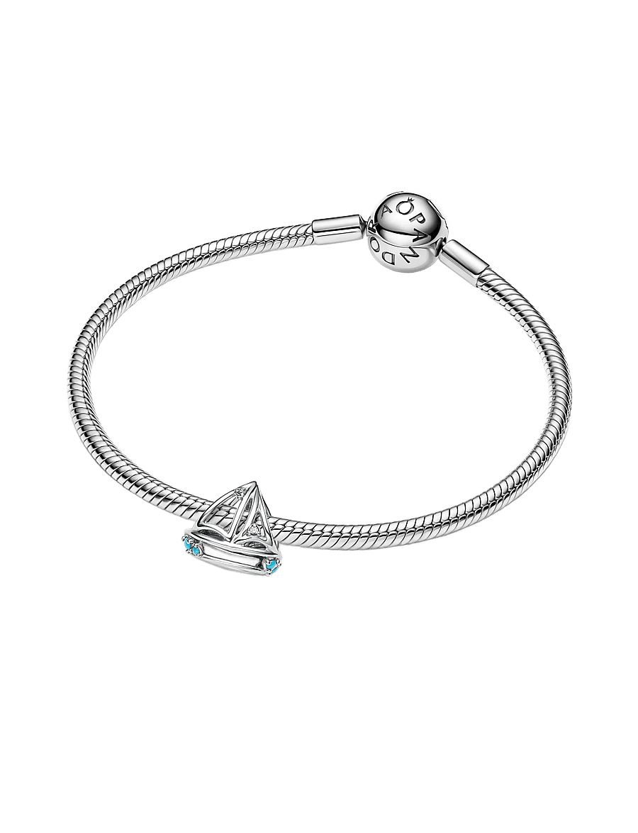 Pandora - Sailboat sterling silver charm with clear cubic zirconia and capri blue crystal - anhänger - turquoise - 2