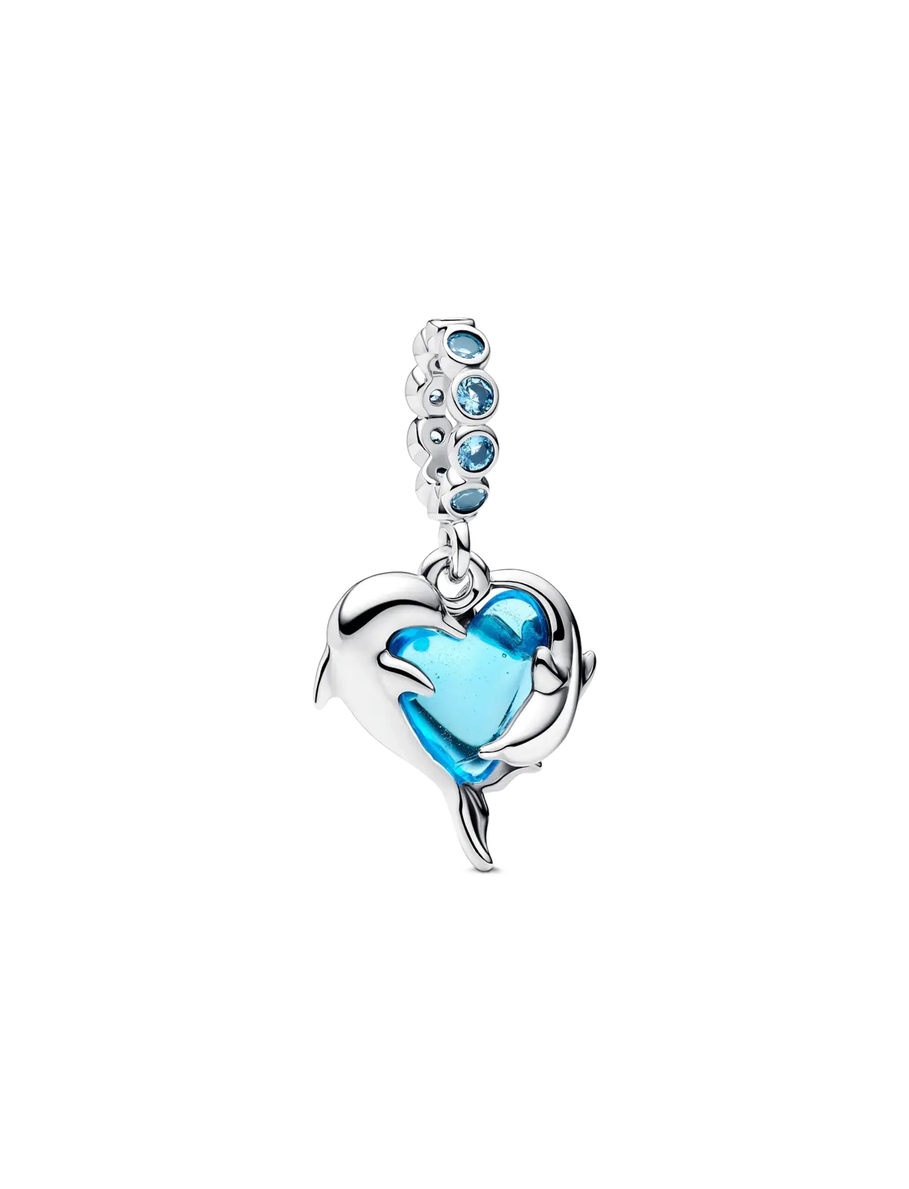 Pandora Dolphins sterling silver dangle with aqua blue Murano glass and icy blue crystal - Festtøj - TURQUOISE / blue