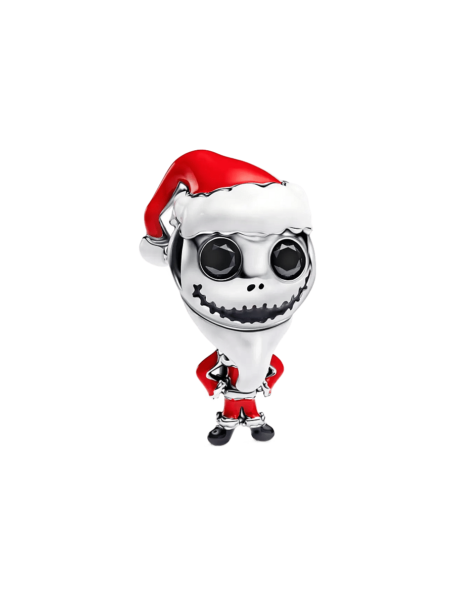 Pandora - Disney movable Jack Skellington sterling silver charm with black crystal, white, red and black ename - pendentifs - red - 1