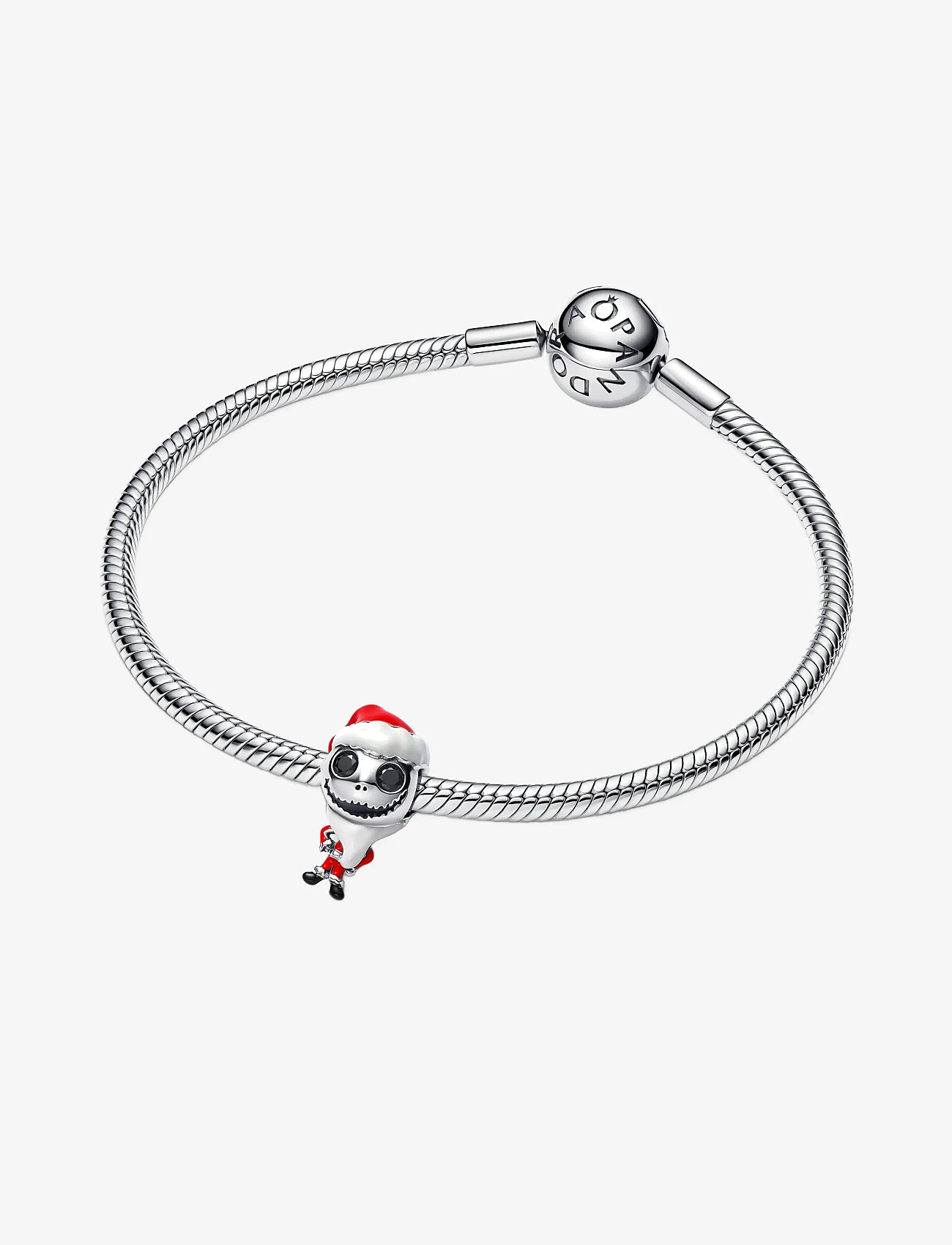 Pandora - Disney movable Jack Skellington sterling silver charm with black crystal, white, red and black ename - vedhæng - red - 3