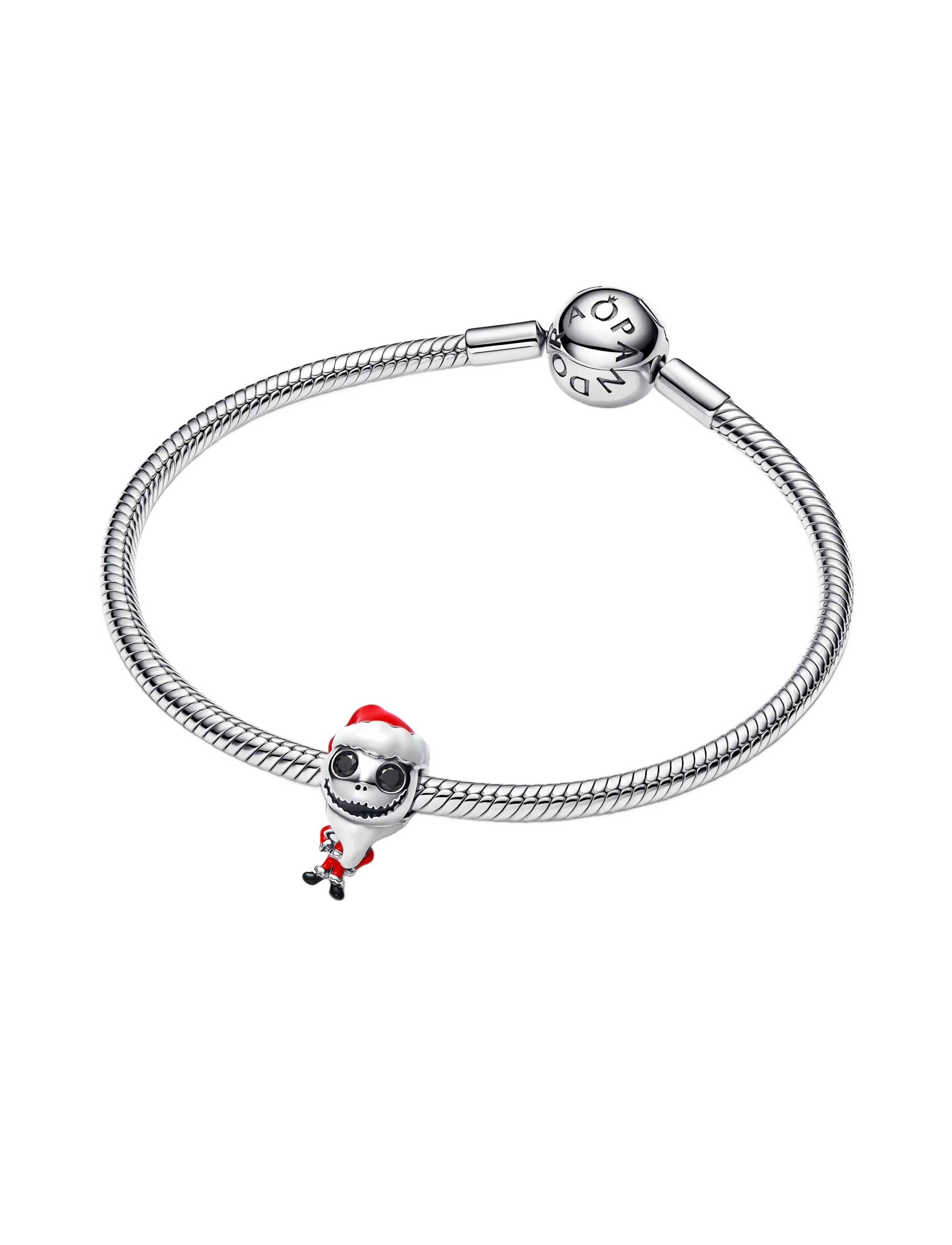 Pandora - Disney movable Jack Skellington sterling silver charm with black crystal, white, red and black ename - pendentifs - red - 3