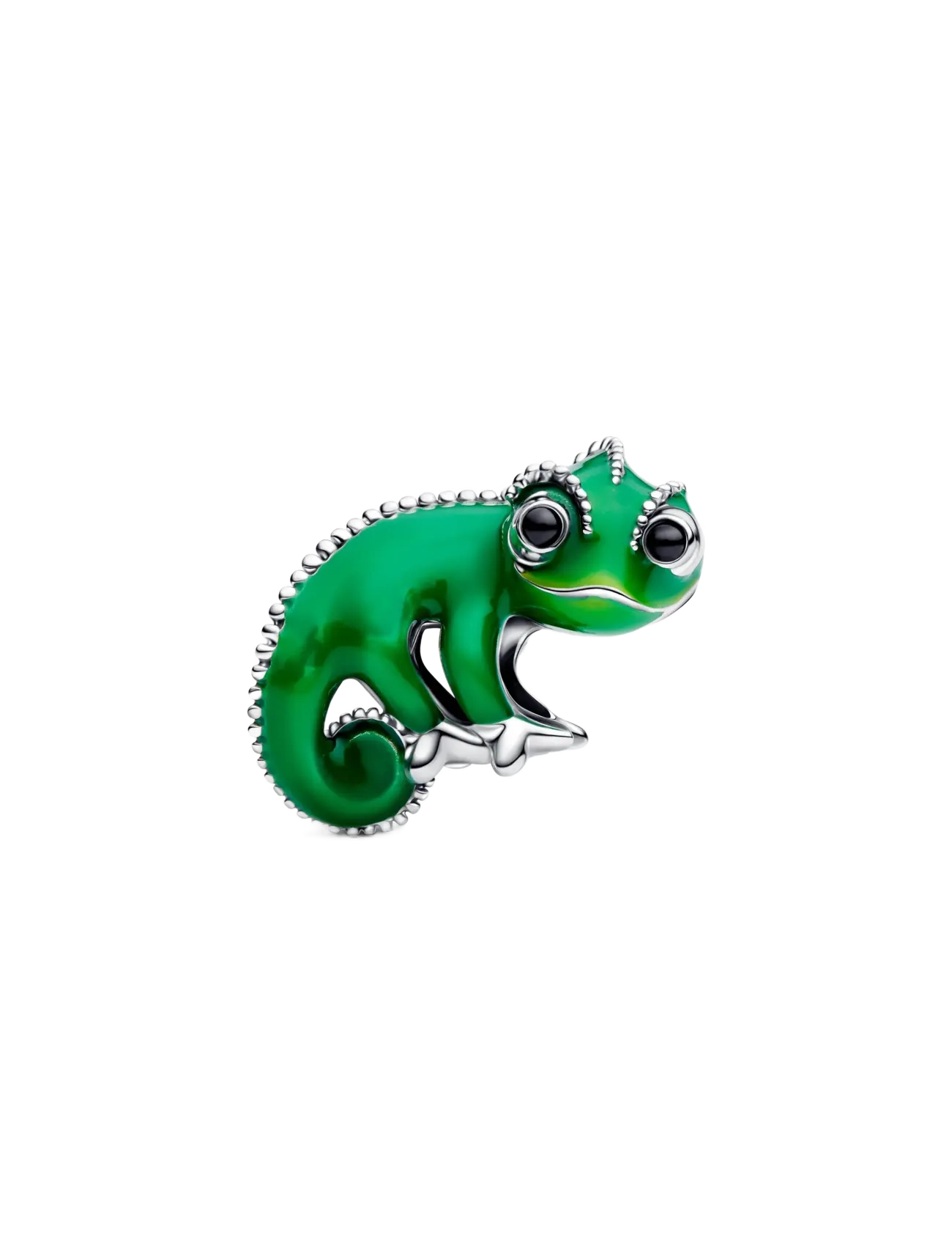Pandora Disney Tangled Pascal sterling silver charm with black crystal and color-changing green enamel - Charms - GREEN / green