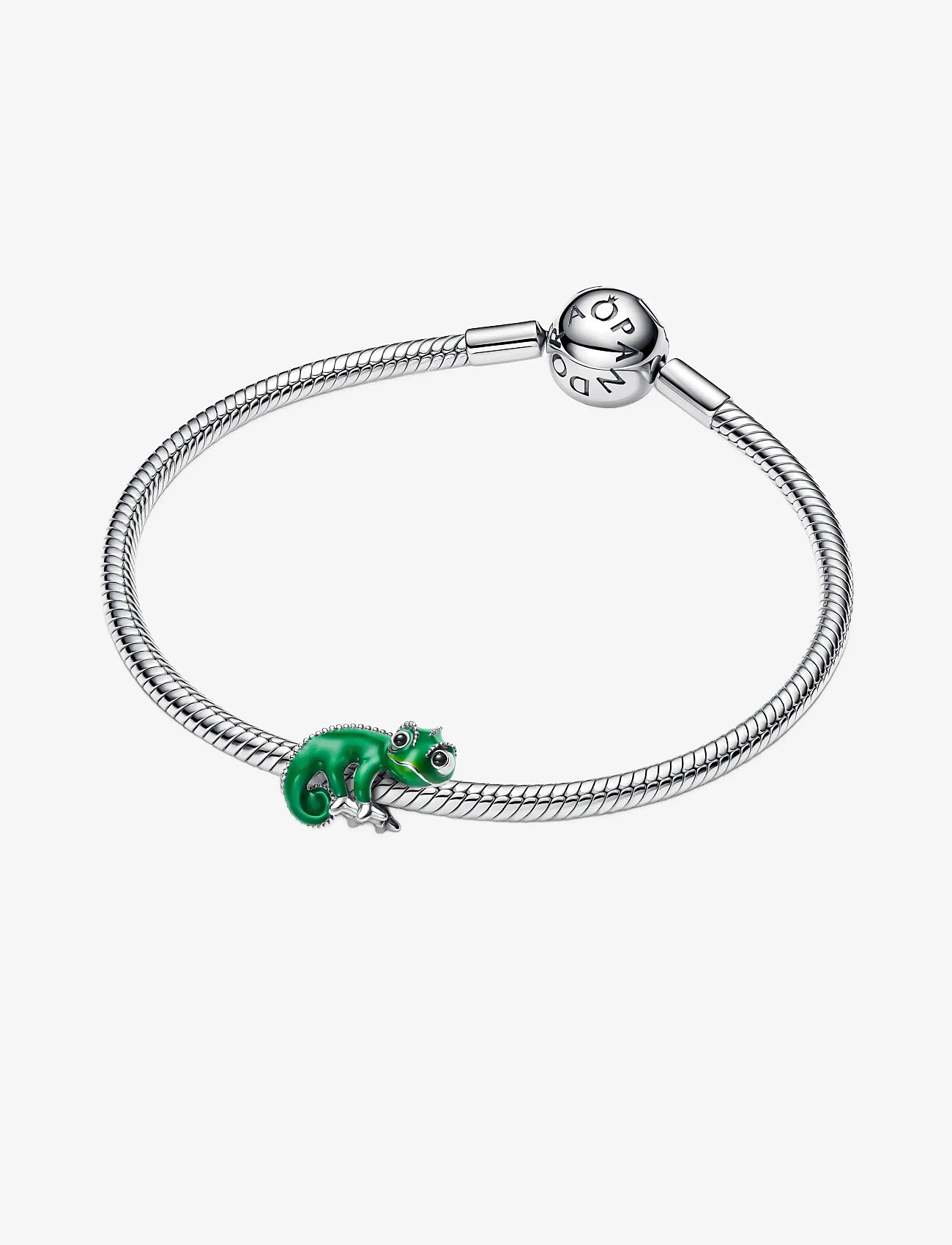 Pandora - Disney Tangled Pascal sterling silver charm with black crystal and color-changing green enamel - vedhæng - green - 3