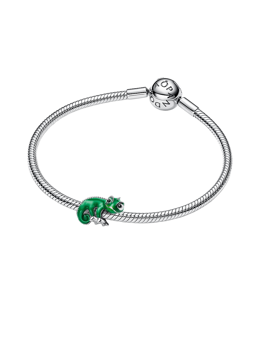 Pandora - Disney Tangled Pascal sterling silver charm with black crystal and color-changing green enamel - anhänger - green - 3