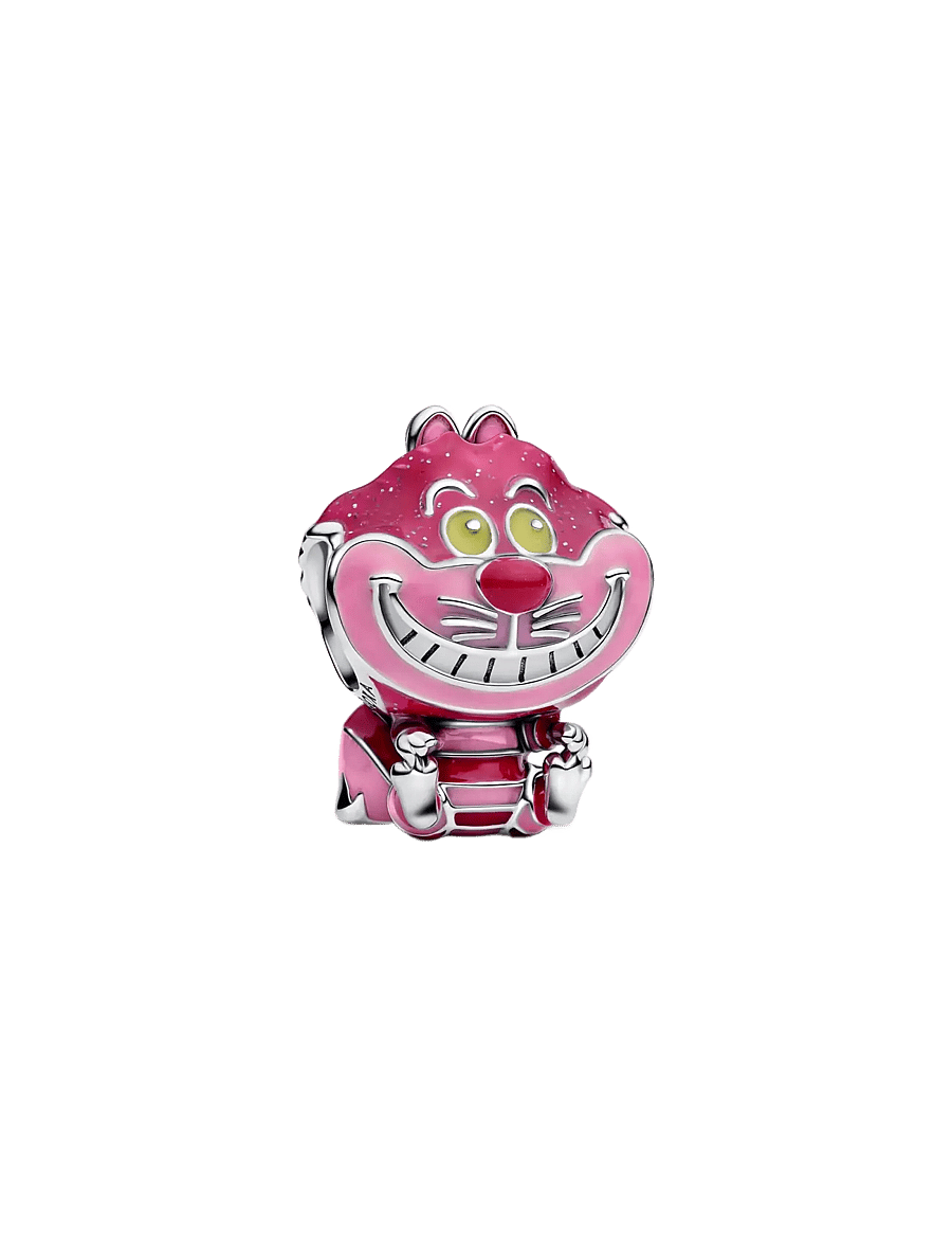 Pandora - Disney Cheshire Cat sterling silver charm with glittery pink, light pink, pink and glow in the dark - vedhæng - pink - 1