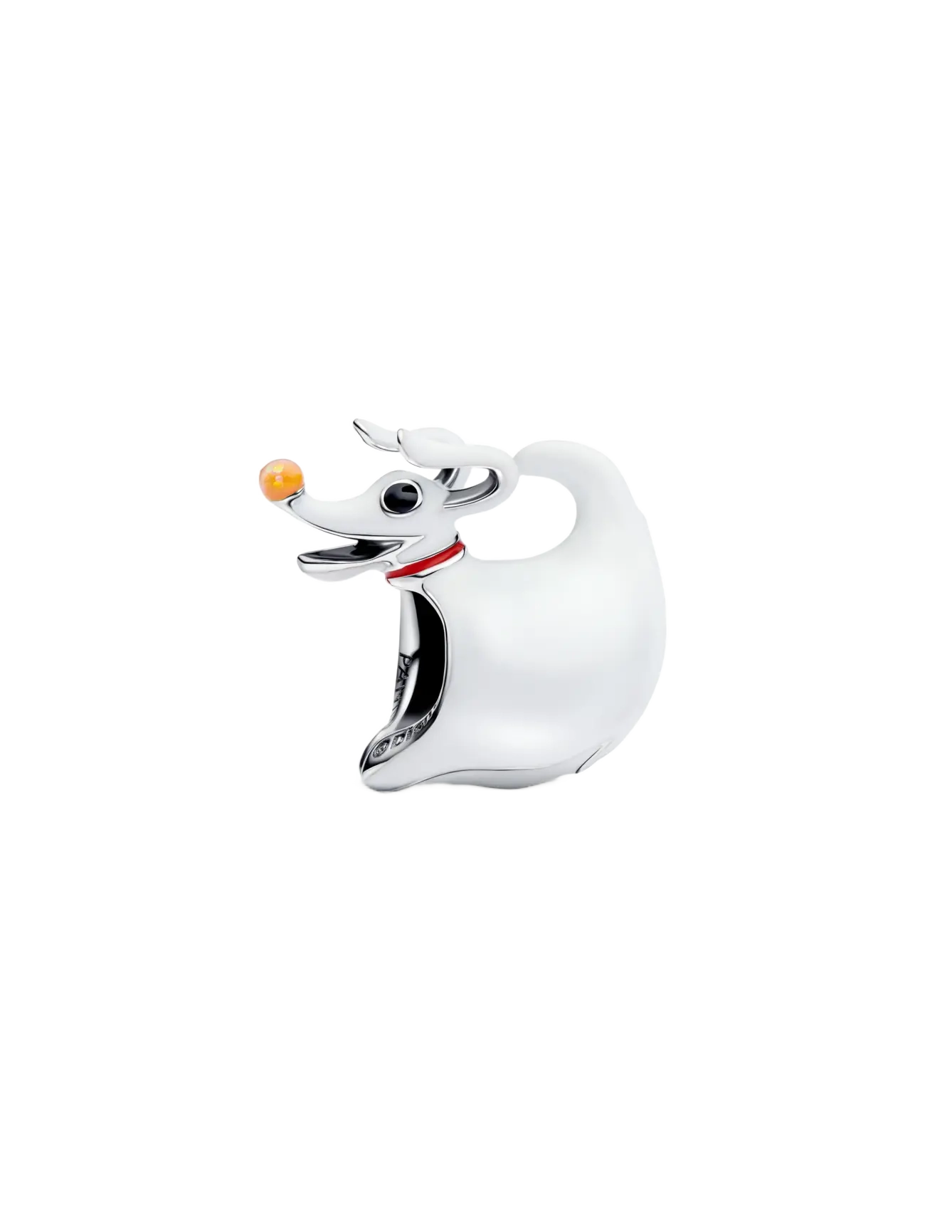 Disney Dark Zero Dog sterling silver charm with black, red, orange and white glow in the dark enamel - WHITE