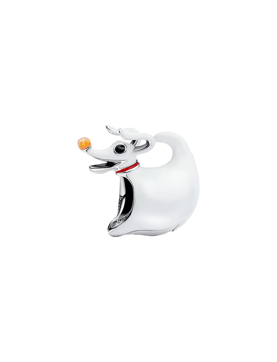 Pandora - Disney Dark Zero Dog sterling silver charm with black, red, orange and white glow in the dark enamel - anhänger - white - 1