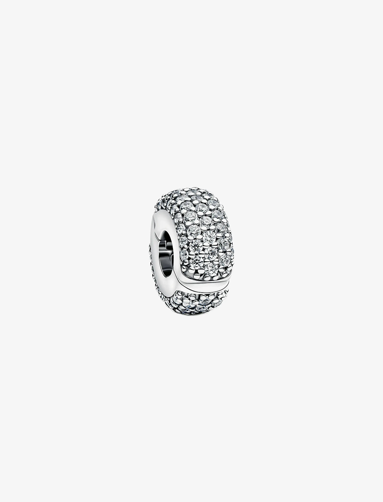 Pandora - Sterling silver clip with clear cubic zirconia and silicone grip - hängen & berlocker - clear - 1
