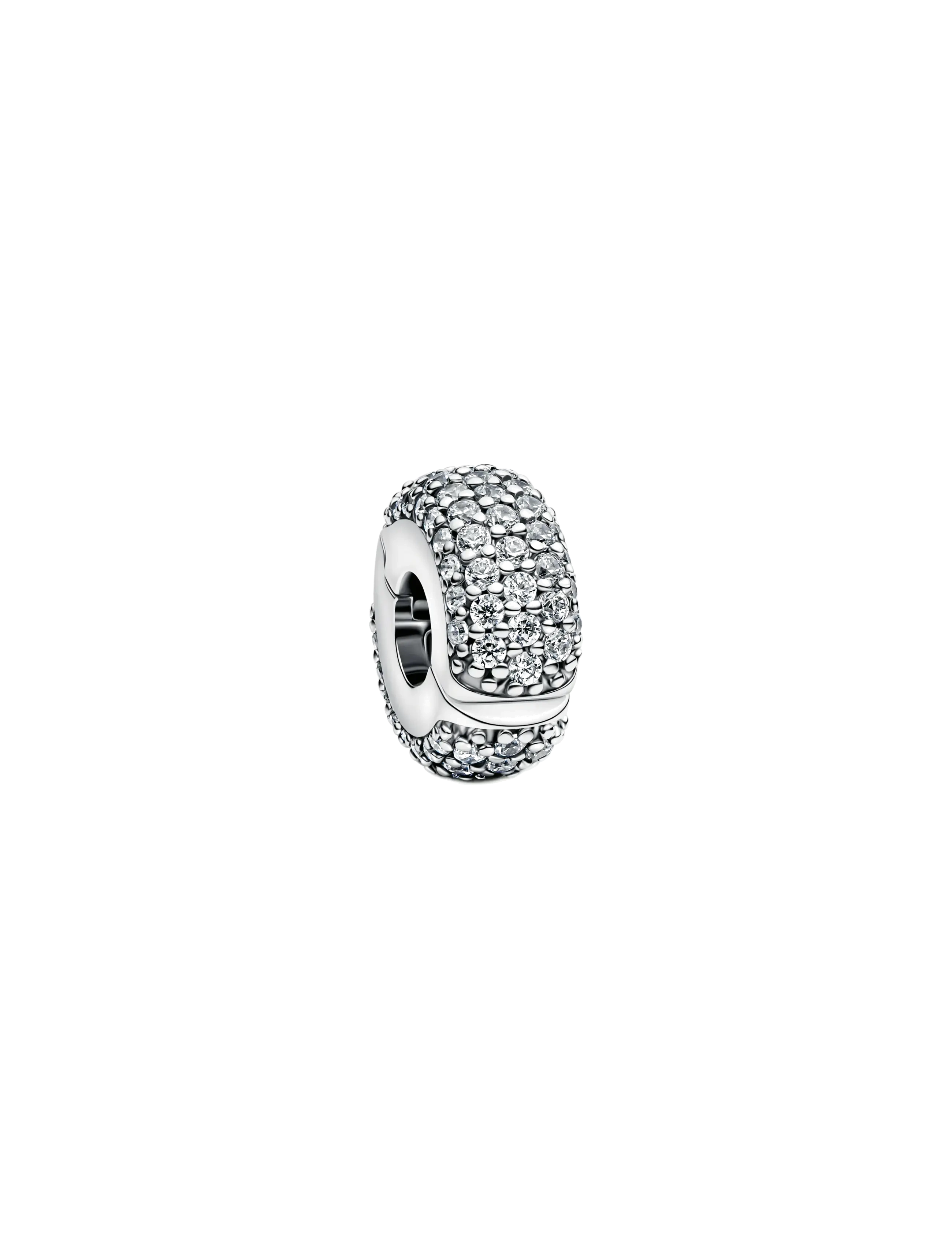 Pandora Sterling silver clip with clear cubic zirconia and silicone grip - Uus - CLEAR / undefined