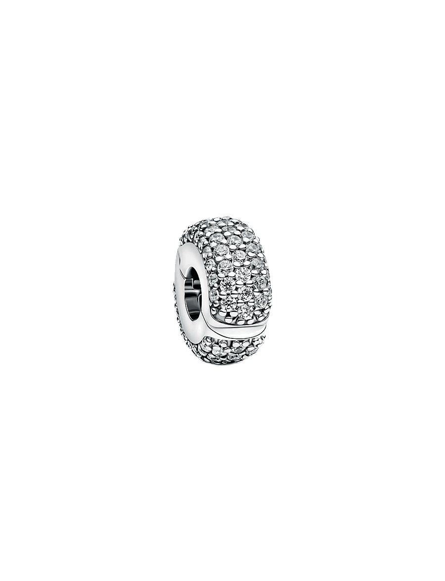 Pandora - Sterling silver clip with clear cubic zirconia and silicone grip - vedhæng - clear - 1