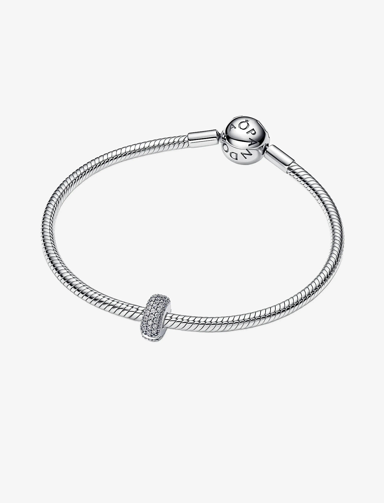 Pandora - Sterling silver clip with clear cubic zirconia and silicone grip - hängen & berlocker - clear - 2