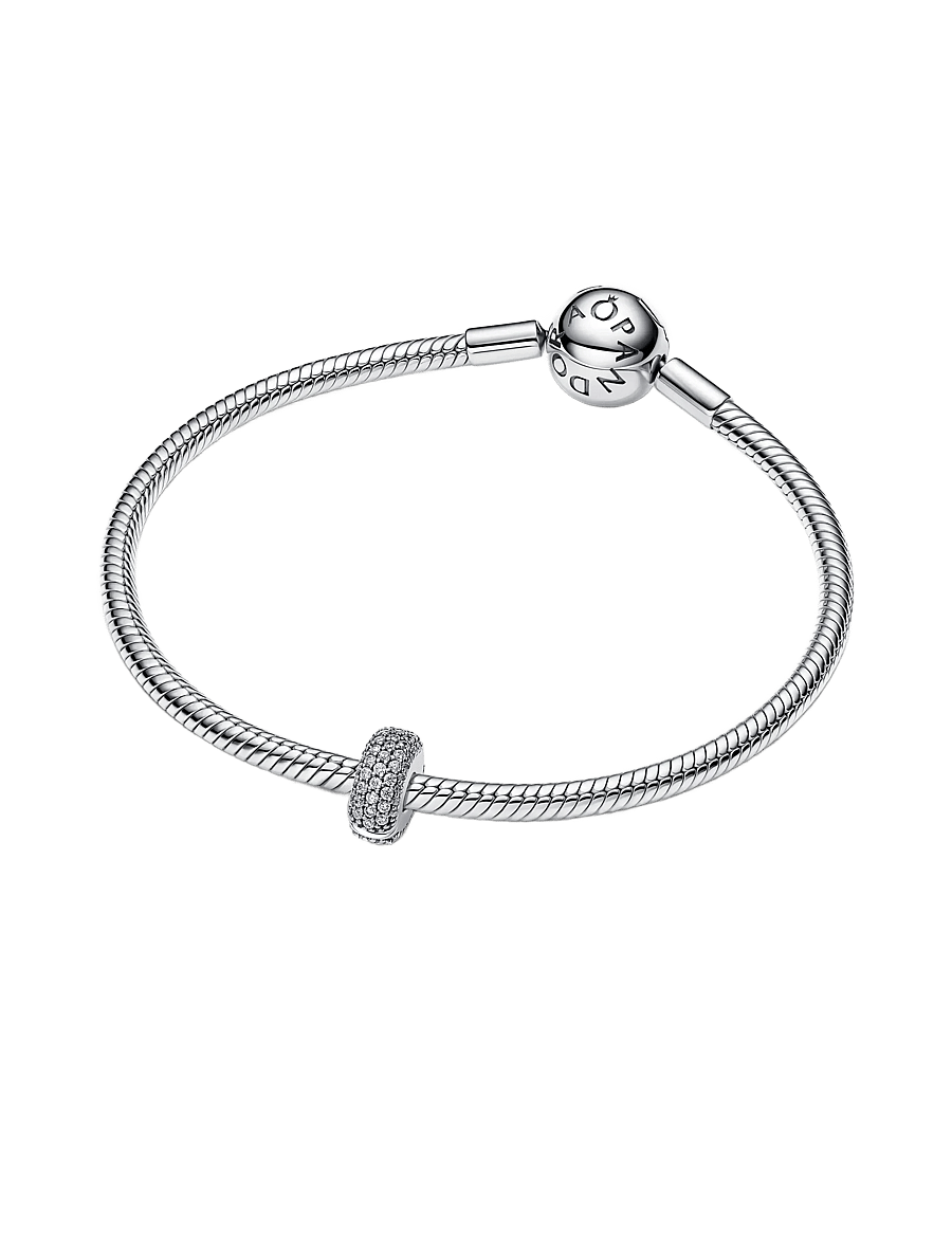 Pandora - Sterling silver clip with clear cubic zirconia and silicone grip - vedhæng - clear - 2
