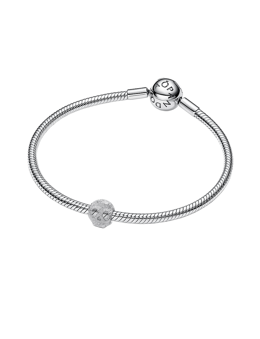 Pandora - Textured skull sterling silver mini charm - vedhæng - no color - 2