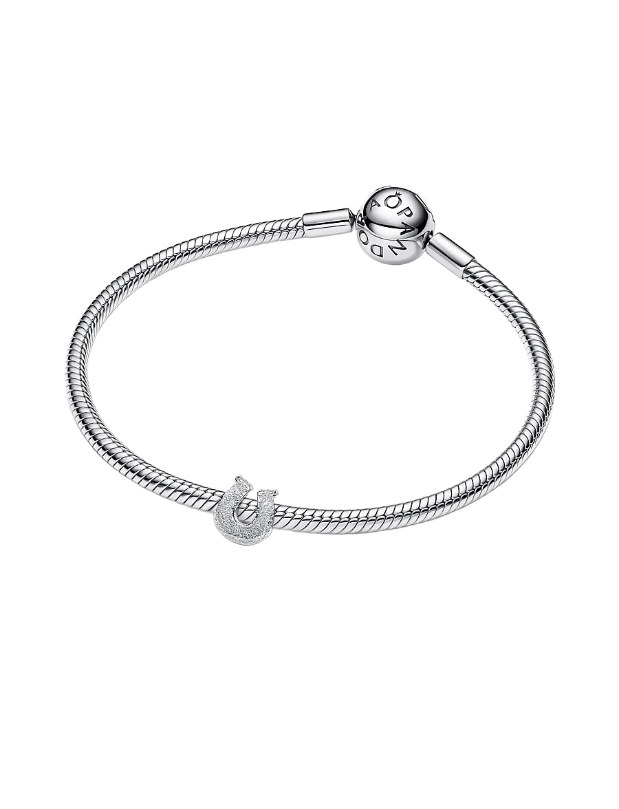 Pandora - Textured horseshoe sterling silver mini charm - hengiskraut - no color - 2