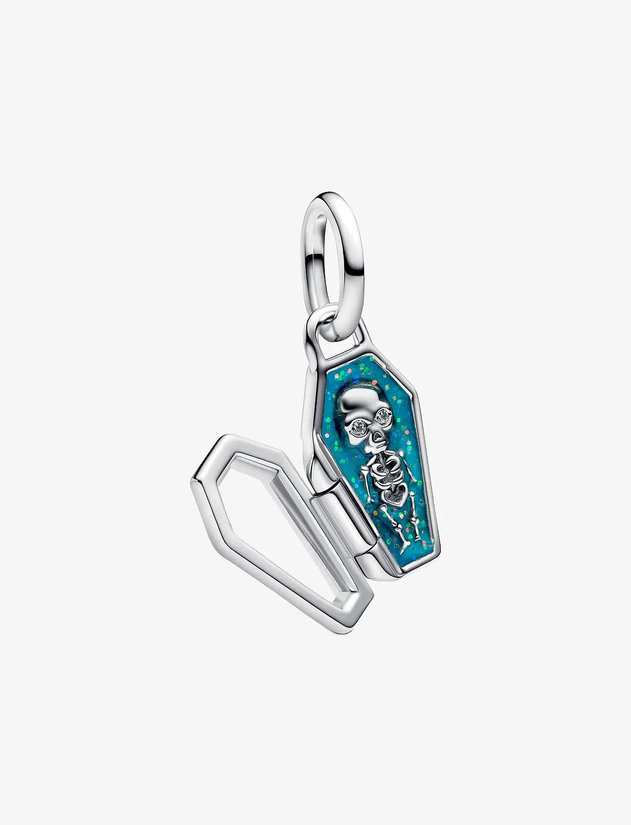 Pandora - Openable coffin sterling silver dangle with clear cubic zirconia and glittery teal glow in the dark - anhänger - green - 1