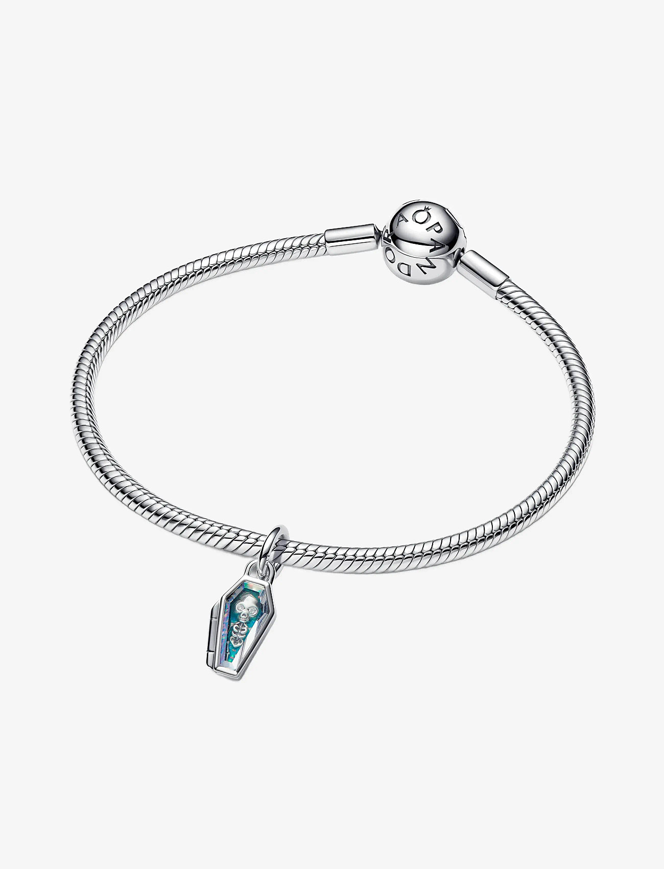 Pandora - Openable coffin sterling silver dangle with clear cubic zirconia and glittery teal glow in the dark - anhänger - green - 4