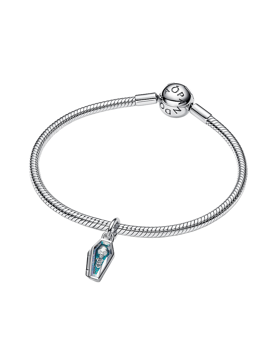 Pandora - Openable coffin sterling silver dangle with clear cubic zirconia and glittery teal glow in the dark - anhänger - green - 4