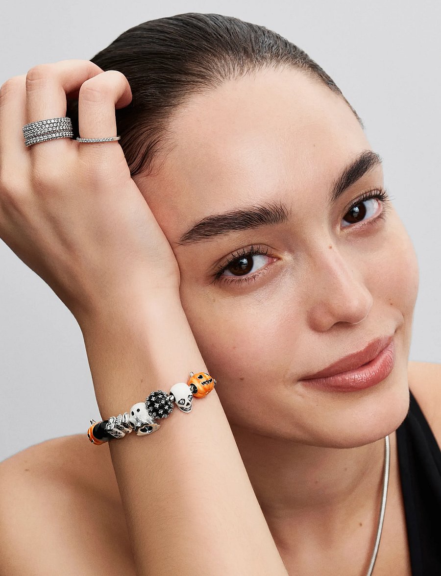Pandora - BOO sterling silver charm with clear cubic zirconia and glow in the dark enamel - vedhæng - clear - 4