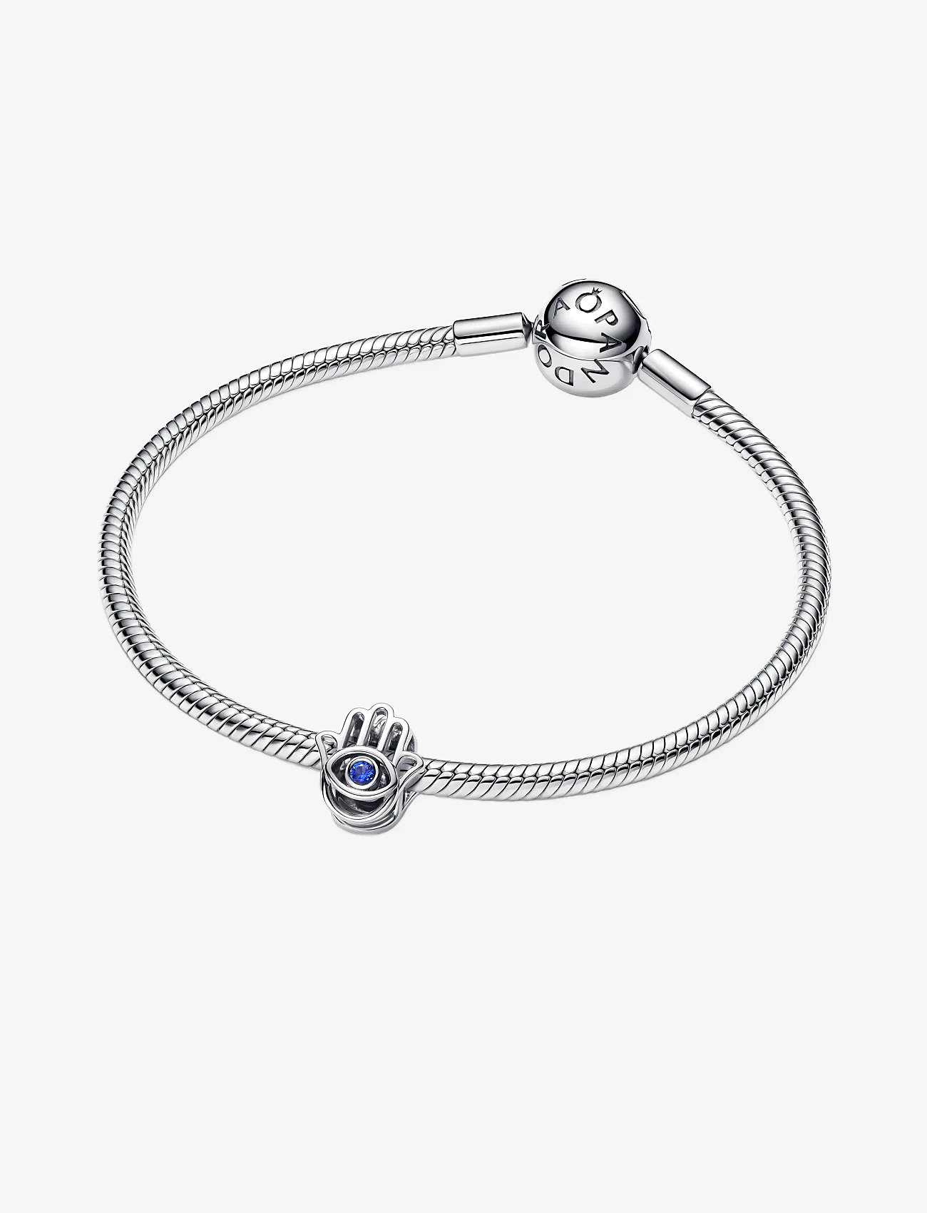 Pandora - Hamsa hand sterling silver charm with stellar blue crystal - hengiskraut - blue - 2