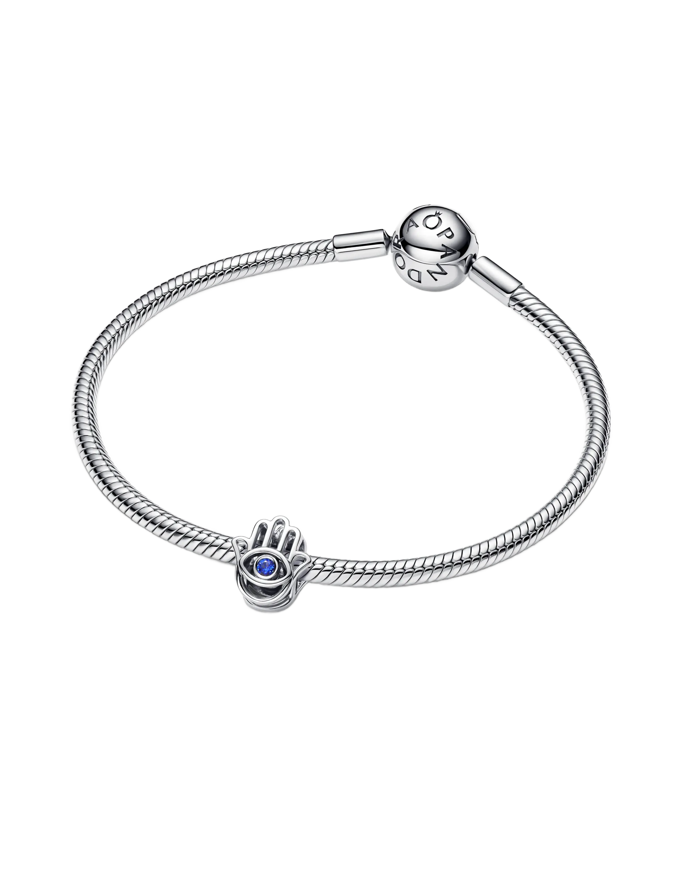 Pandora - Hamsa hand sterling silver charm with stellar blue crystal - hengiskraut - blue - 2
