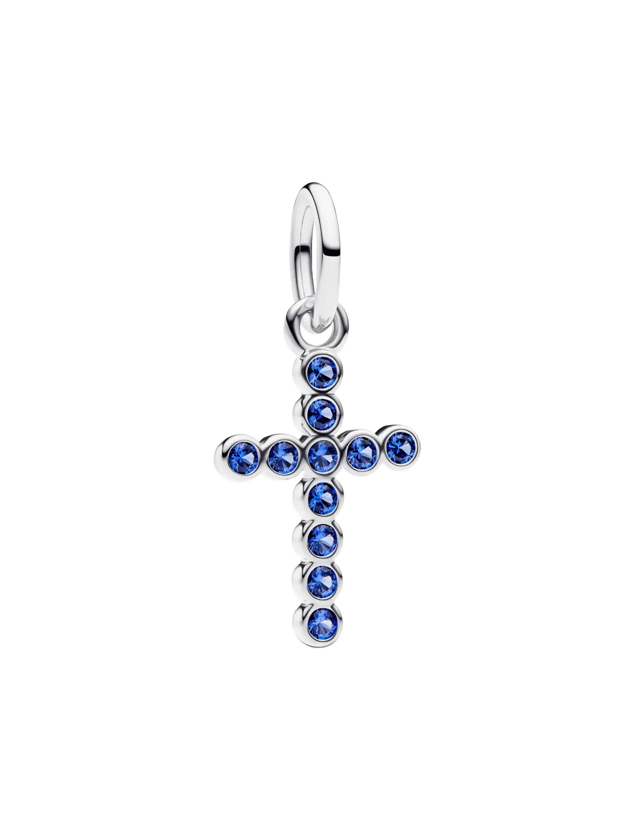 Pandora Cross sterling silver dangle with stellar blue crystal - Charms - BLUE / blue