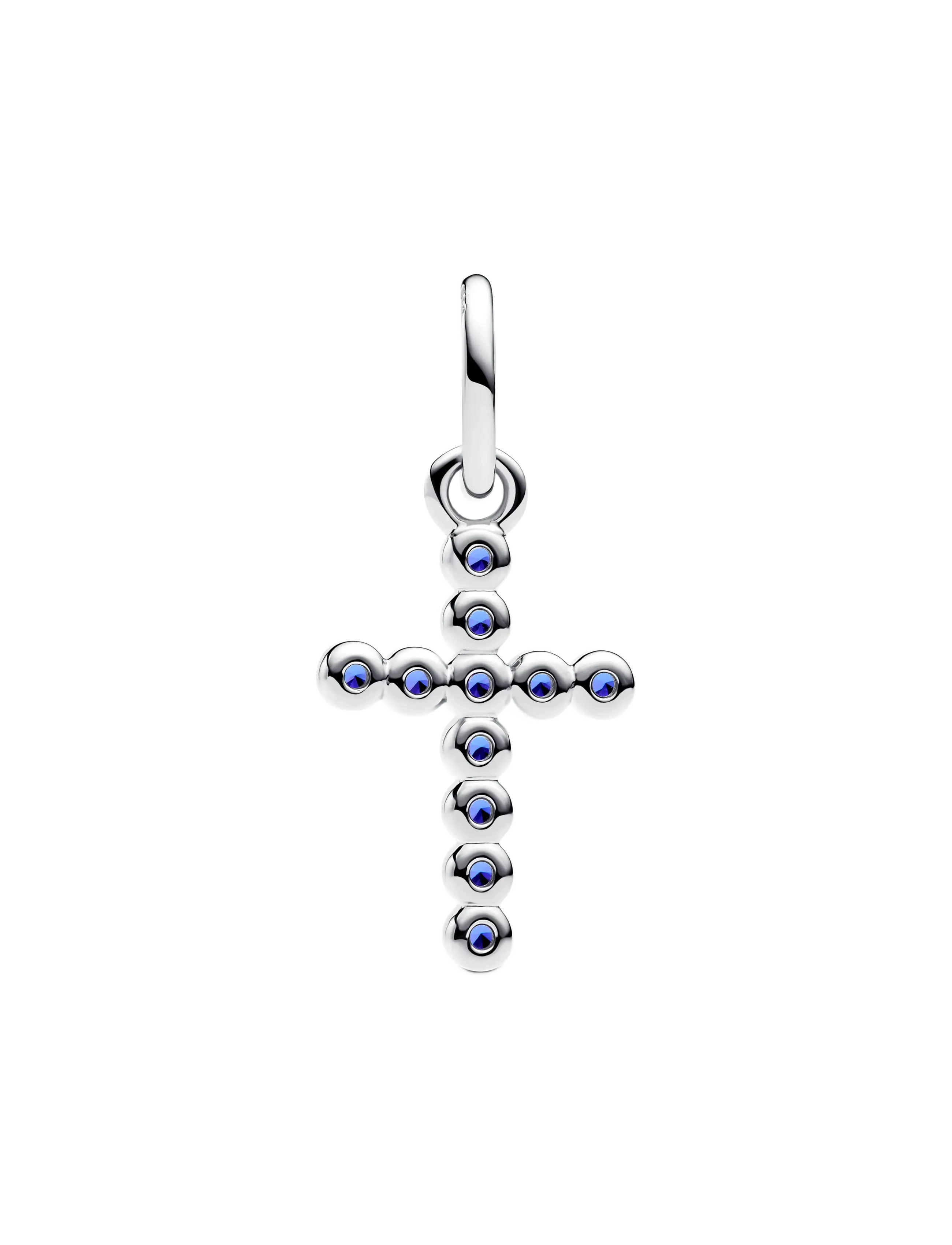 Pandora - Cross sterling silver dangle with stellar blue crystal - pendants - blue - 2