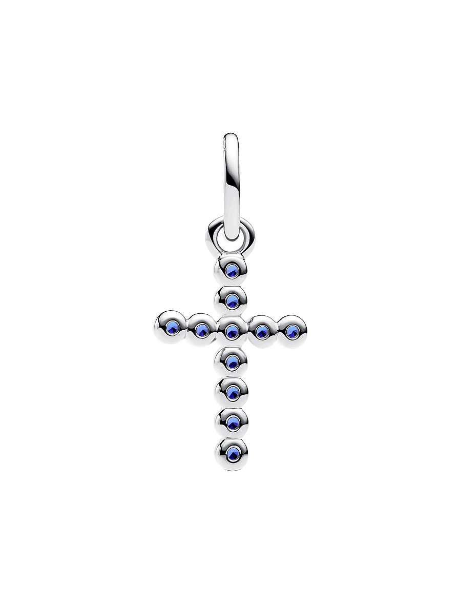 Pandora - Cross sterling silver dangle with stellar blue crystal - vedhæng - blue - 2