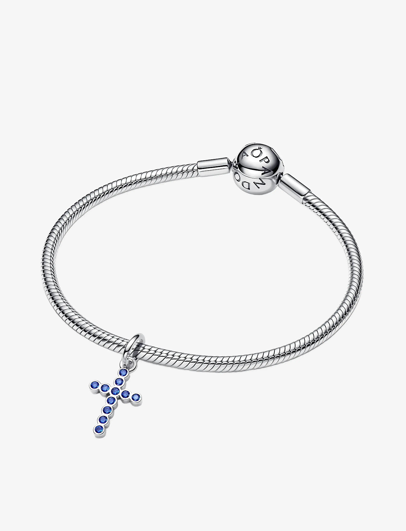Pandora - Cross sterling silver dangle with stellar blue crystal - blue - 3