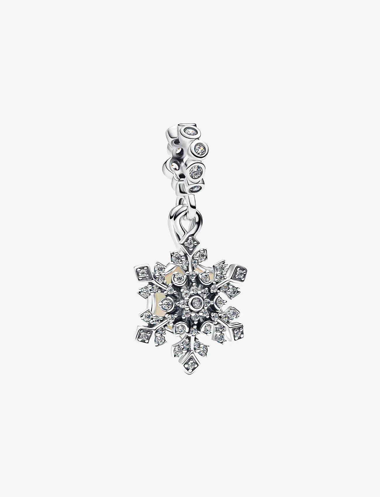 Pandora - Snowflake and star sterling silver double dangle - vedhæng - white - 1