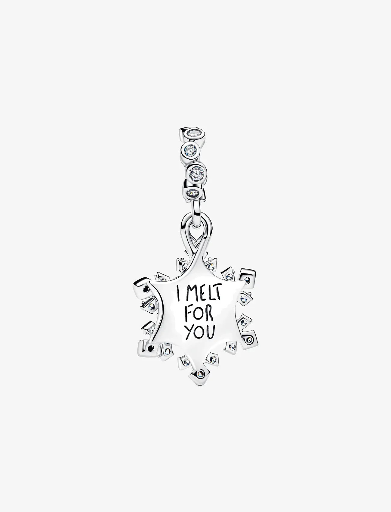 Pandora - Snowflake and star sterling silver double dangle - vedhæng - white - 2