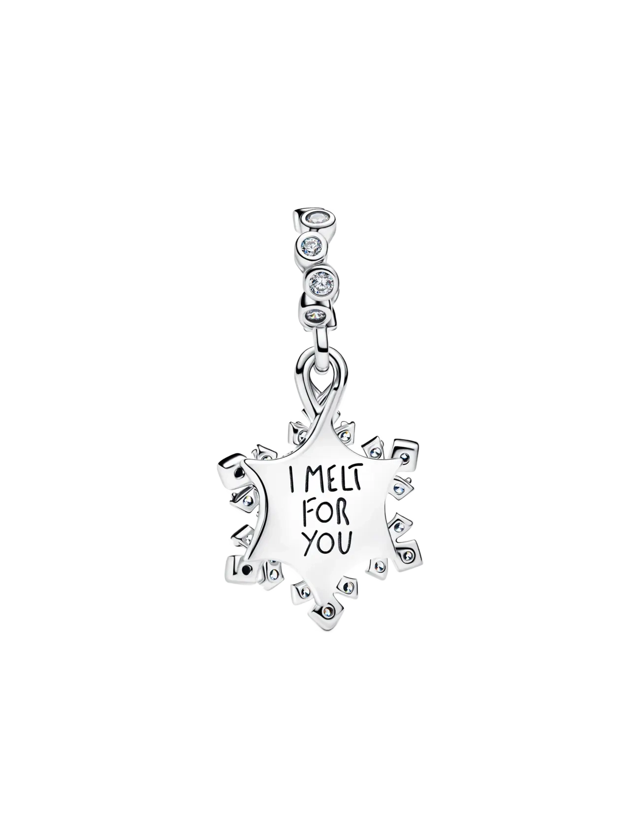 Pandora - Snowflake and star sterling silver double dangle - vedhæng - white - 2