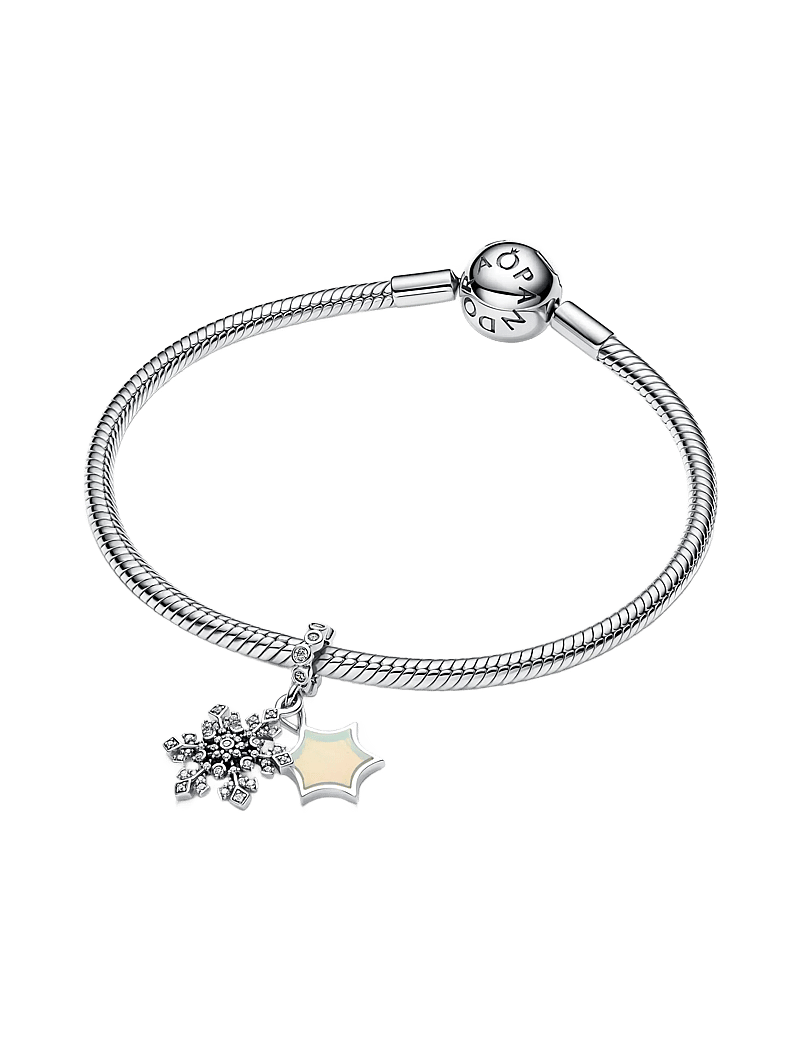 Pandora - Snowflake and star sterling silver double dangle - anhänger - white - 3