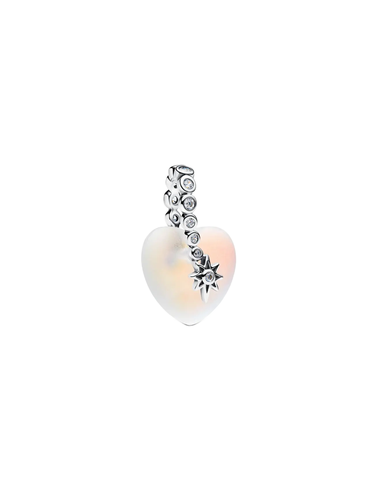 Pandora Heart Sterling Silver Dangle With Clear Cubic Zirconia And Moonstone Iridescent Glass, One Size, Silver, Smykker > Vedhæng, Dame